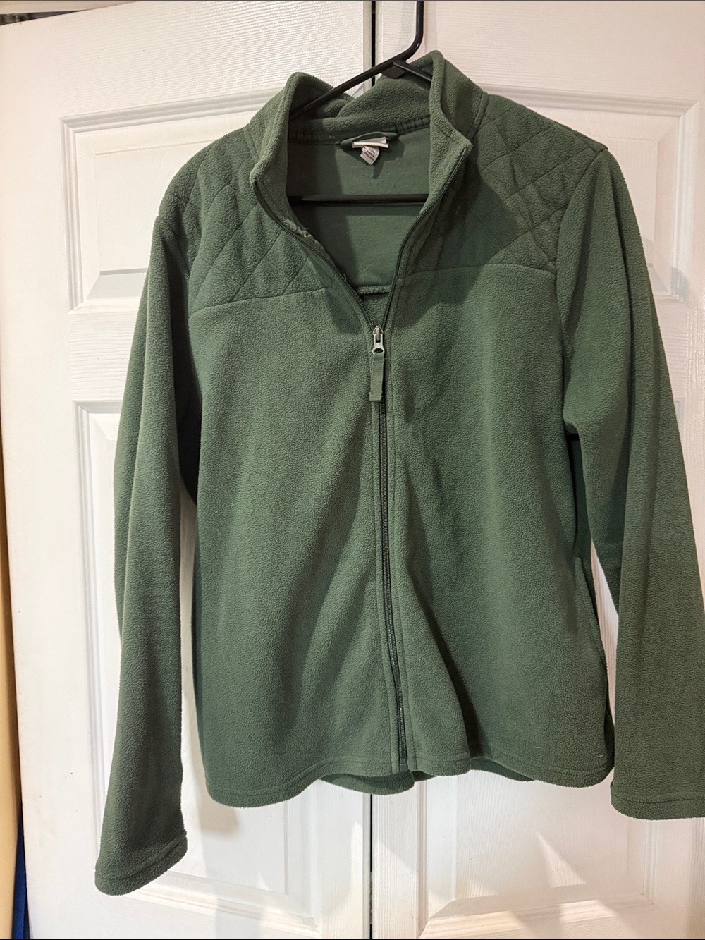 Merona Olive Green Quilted Shoulder Fleece Jacket